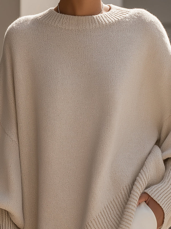 Women’s Oversized Knit Pullover – Cozy Loose-Fit Sweater for Everyday Style-MODAUTLET