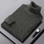 Men's Cozy Ribbed Turtleneck Sweater - Classic Fit Green