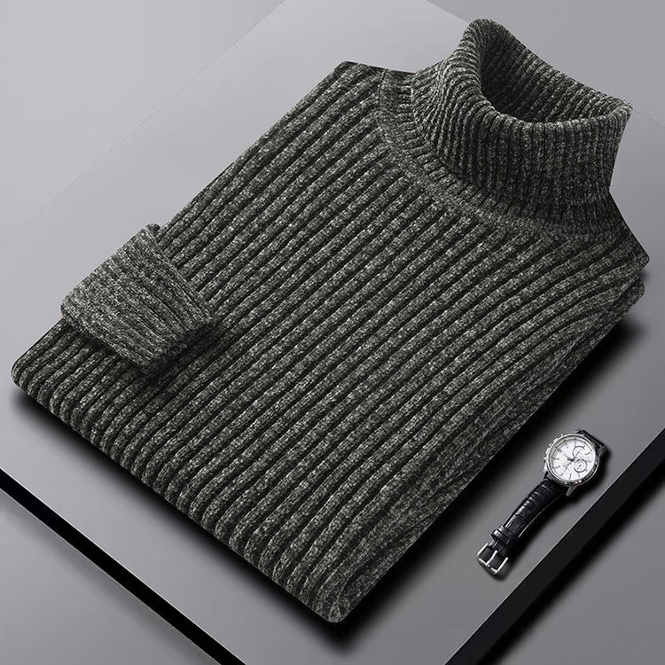 Men's Cozy Ribbed Turtleneck Sweater - Classic Fit Green