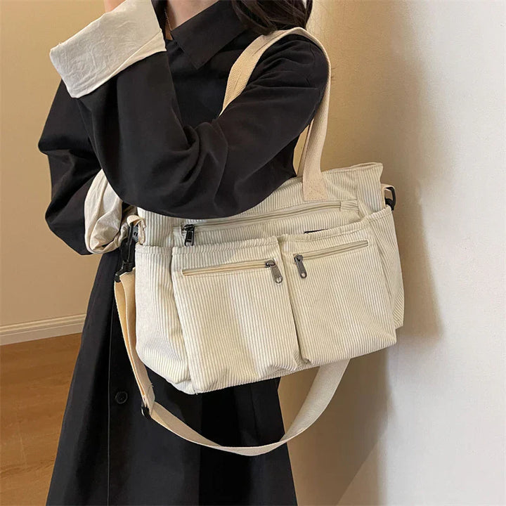 Corduroy Tote Bag Large Carryall For Everyday Style-MODAUTLET