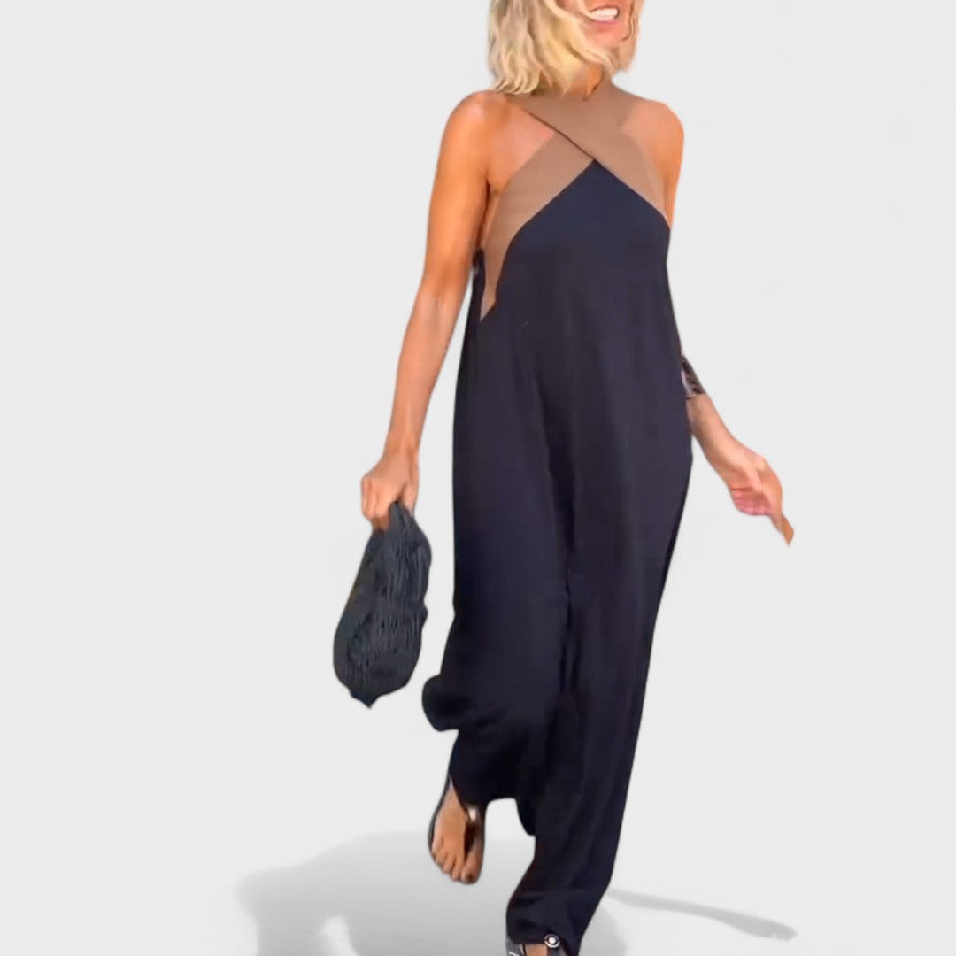 Robe longue élégante pour femme à col croisé