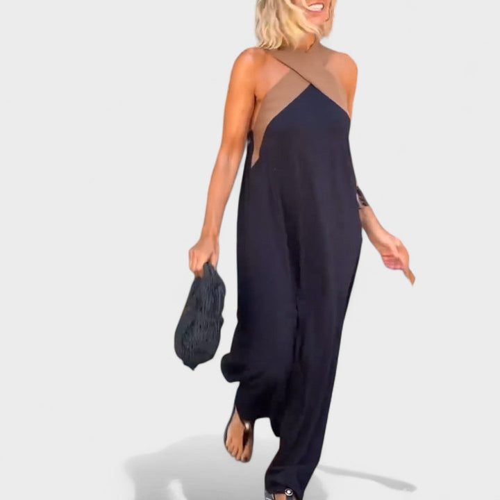 Robe longue élégante pour femme à col croisé