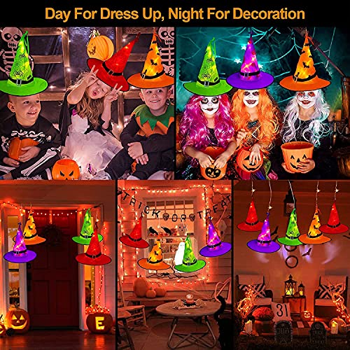 Halloweenowe lampki girlandowe z kapeluszami czarownic, 44 ft, ze 104 ciepłobiałymi diodami LED