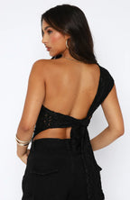 Women's One-Shoulder Lace Top