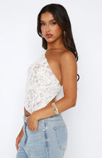 Women's One-Shoulder Lace Top