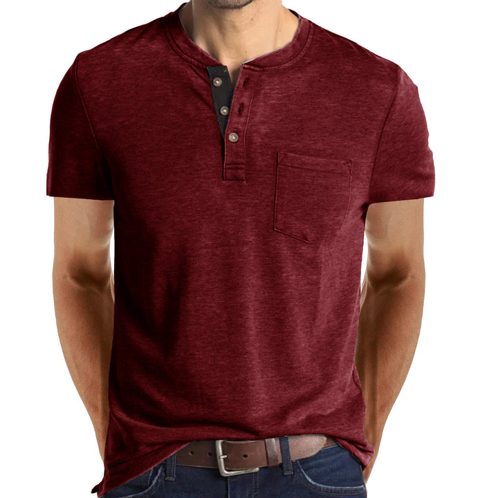 Men's Casual Short Sleeve Pocket Henley T-Shirt