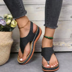 Comfortable Women's Strappy Leather Sandals - Stylish Footwear Black