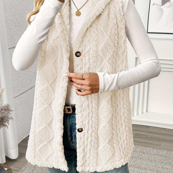 Gilet douillet sans manches à capuche pour femme