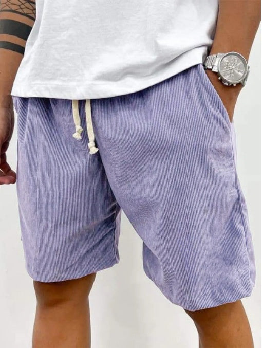 Men's Corduroy Drawstring Shorts Relaxed Fit Casual Purple