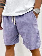 Men's Corduroy Drawstring Shorts Relaxed Fit Casual Purple