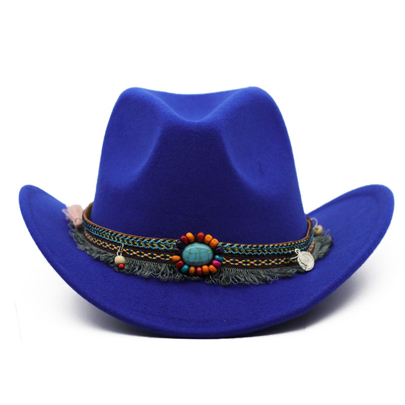 Sombreros de fieltro rizado para vaqueros, accesorios para montar para hombres y mujeres