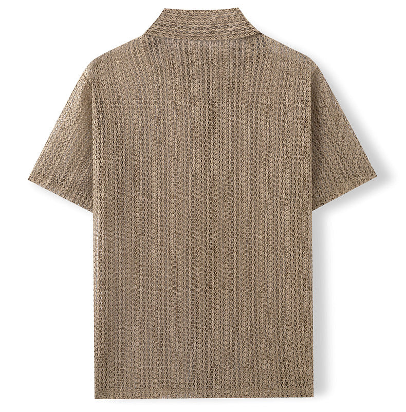 Men's Lightweight Summer Polo Shirt Breathable Knit-MODAUTLET
