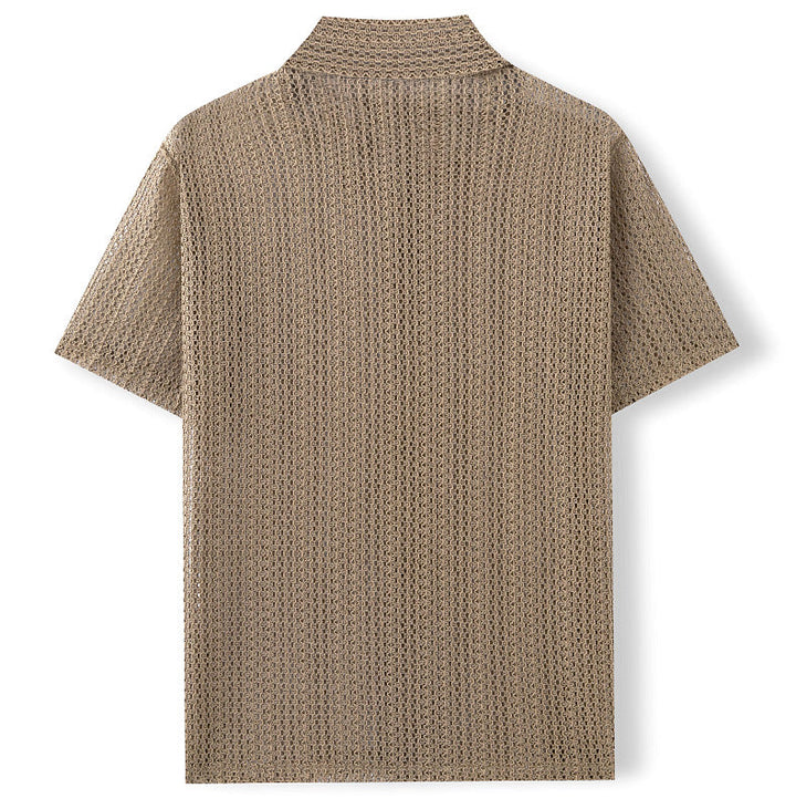 Men's Lightweight Summer Polo Shirt Breathable Knit-MODAUTLET