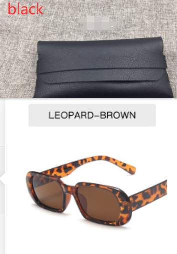 Retro Candy Color Small Frame Sunglasses With glasses bag Leopard