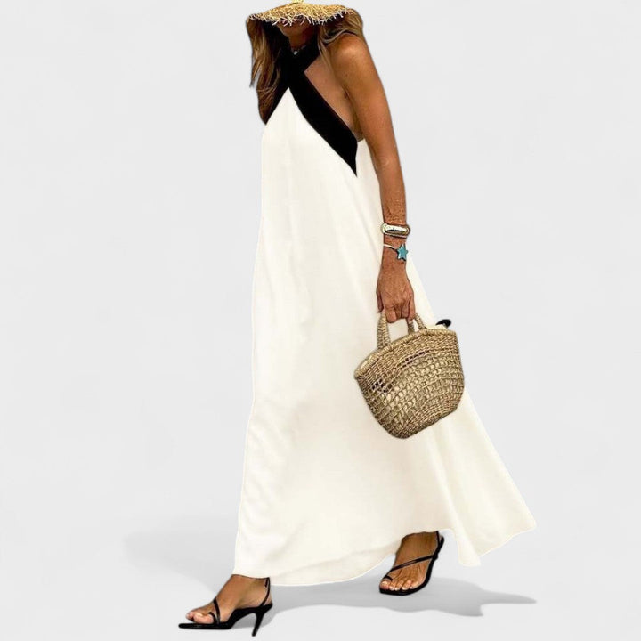Robe longue élégante pour femme à col croisé