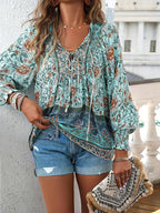 Women's Summer Floral Top - Stylish and Breezy Design Green