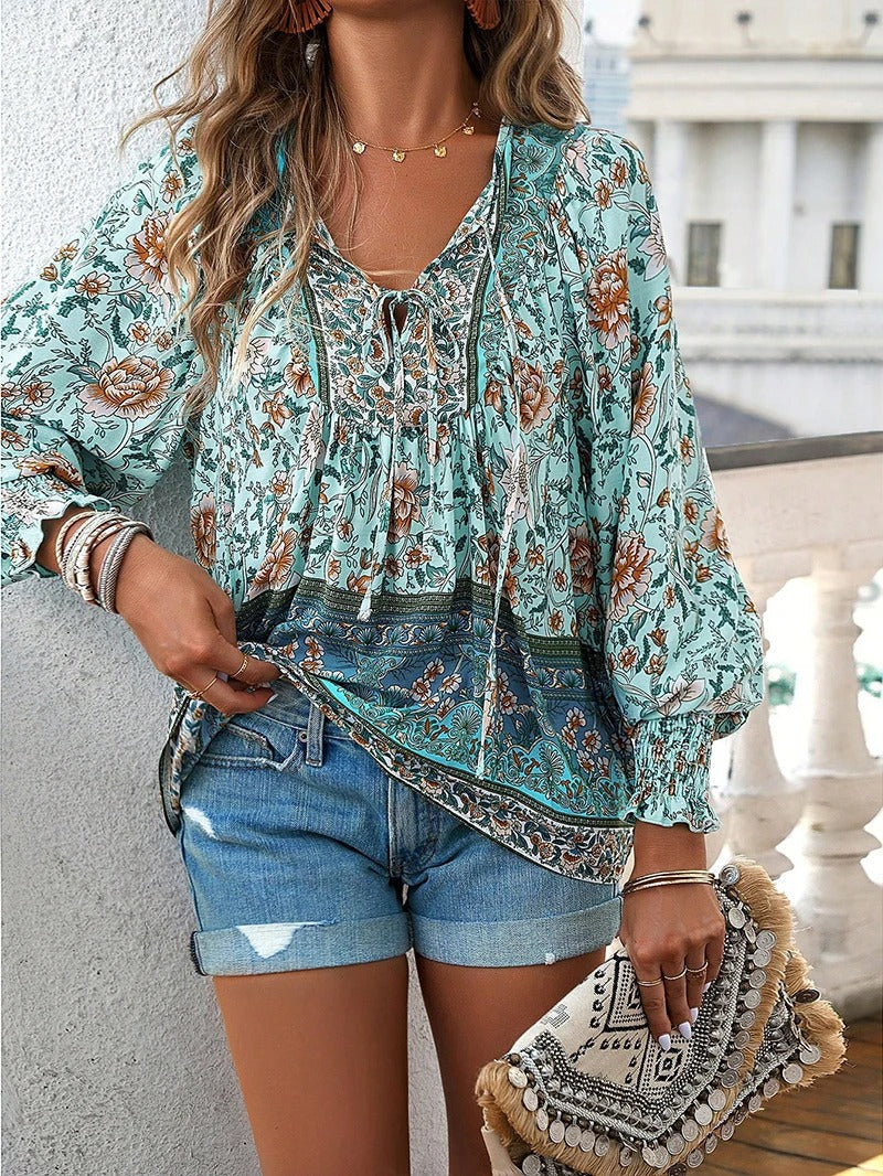 Women's Summer Floral Top - Stylish and Breezy Design Green