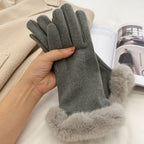 Lengthened Dralon Warm Gloves for Women - Perfect for Cycling and Driving in Autumn and Winter Gray Free Size
