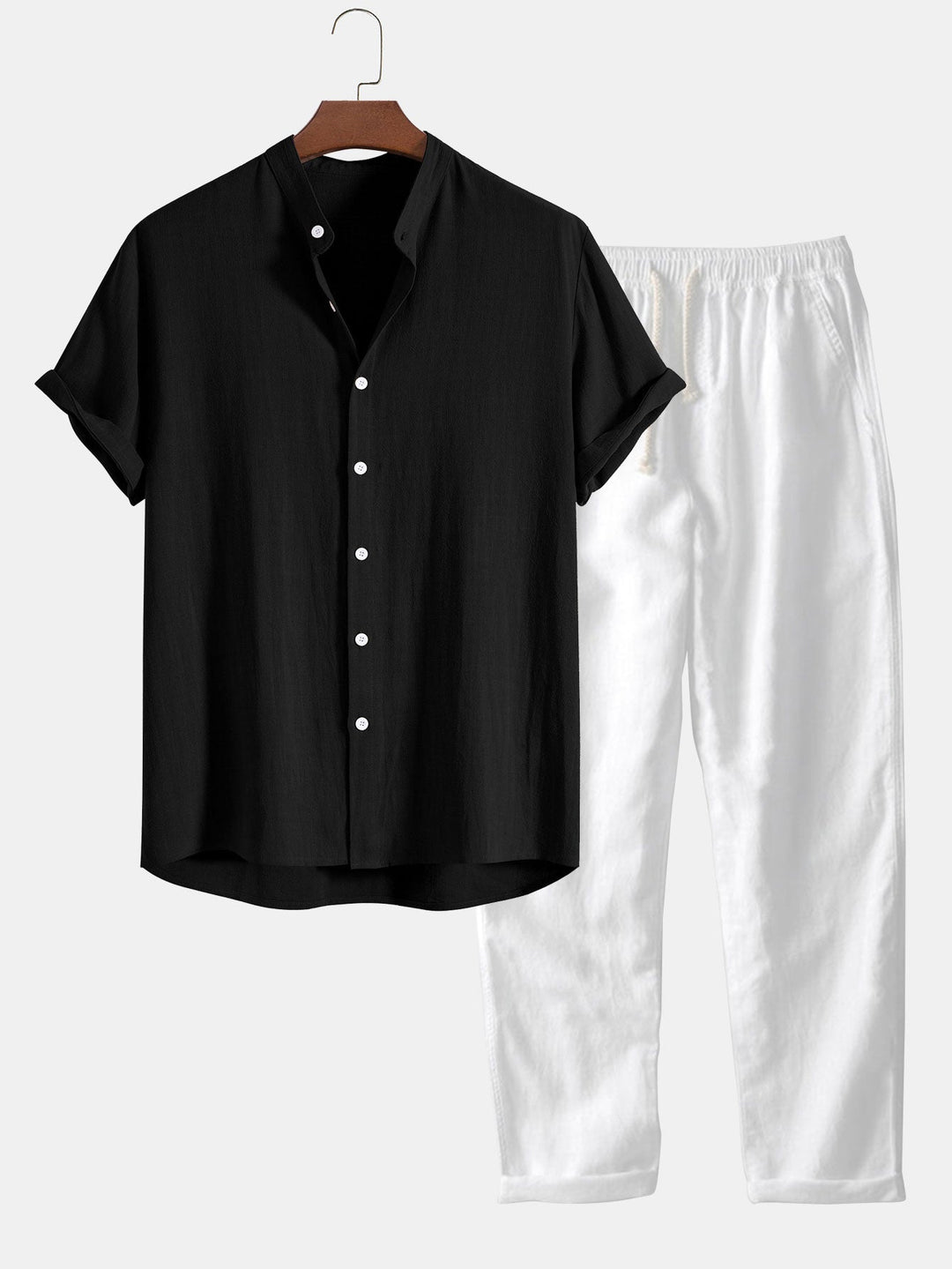 Conjunto de camisa de manga corta y pantalones para hombre para uso de verano
