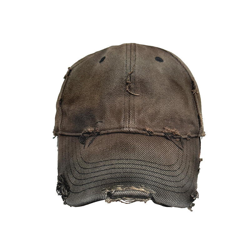 Unisex Mesh Back Embroidered Cap Vintage Rust Look