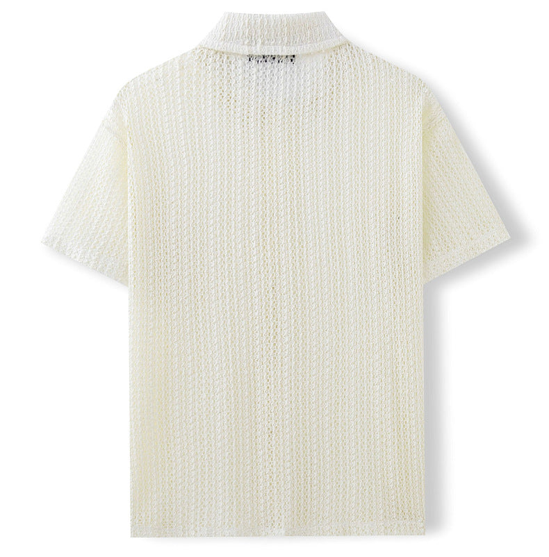 Men's Lightweight Summer Polo Shirt Breathable Knit-MODAUTLET