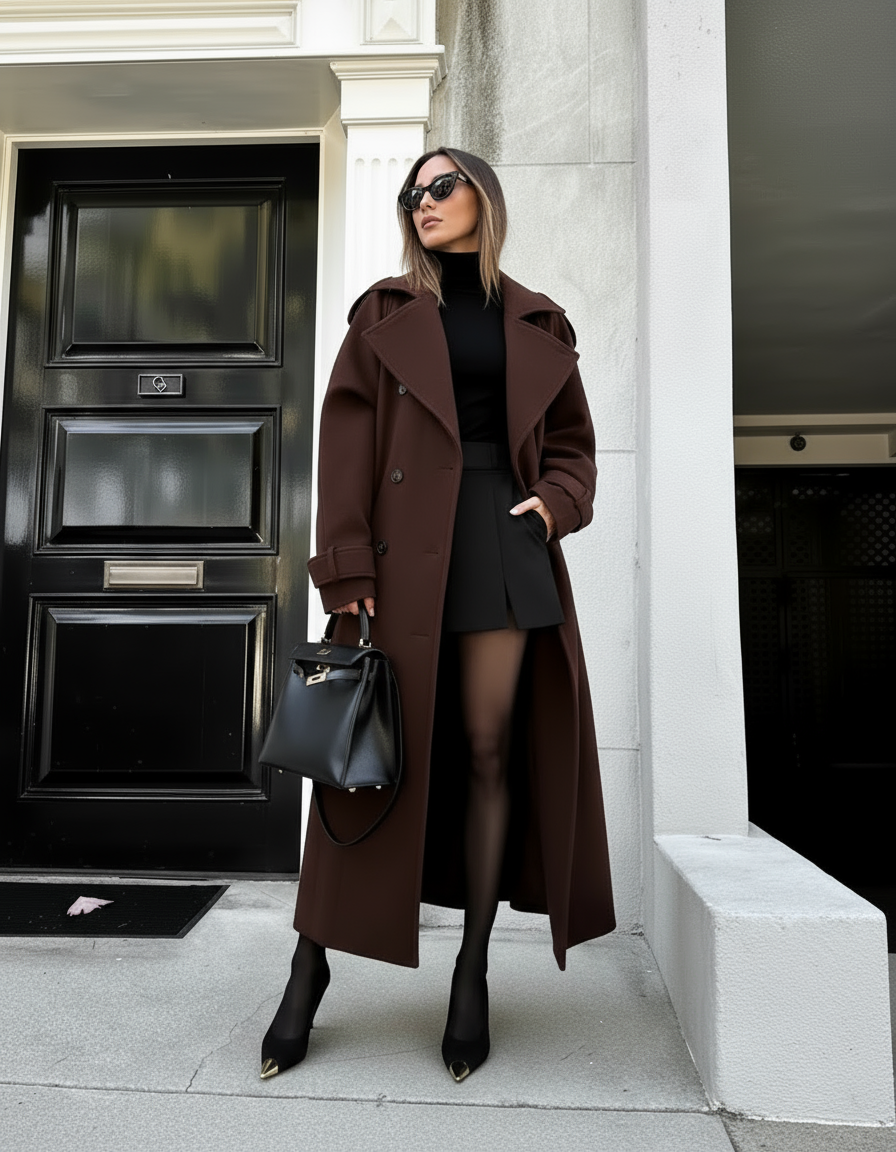 Tricot Trench Coat - Stylish & Versatile Outerwear Brown