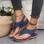 Comfortable Women's Strappy Leather Sandals - Stylish Footwear Blue