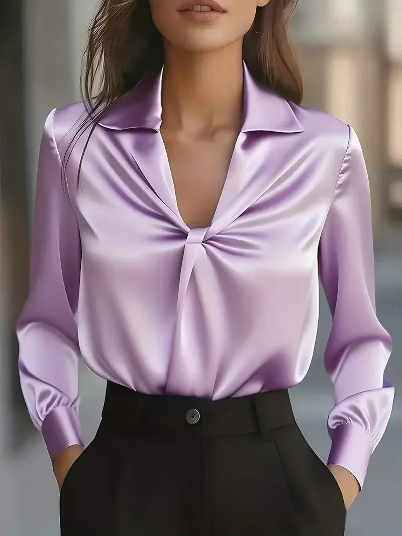 Women's Elegant Front Twist Blouse Lila