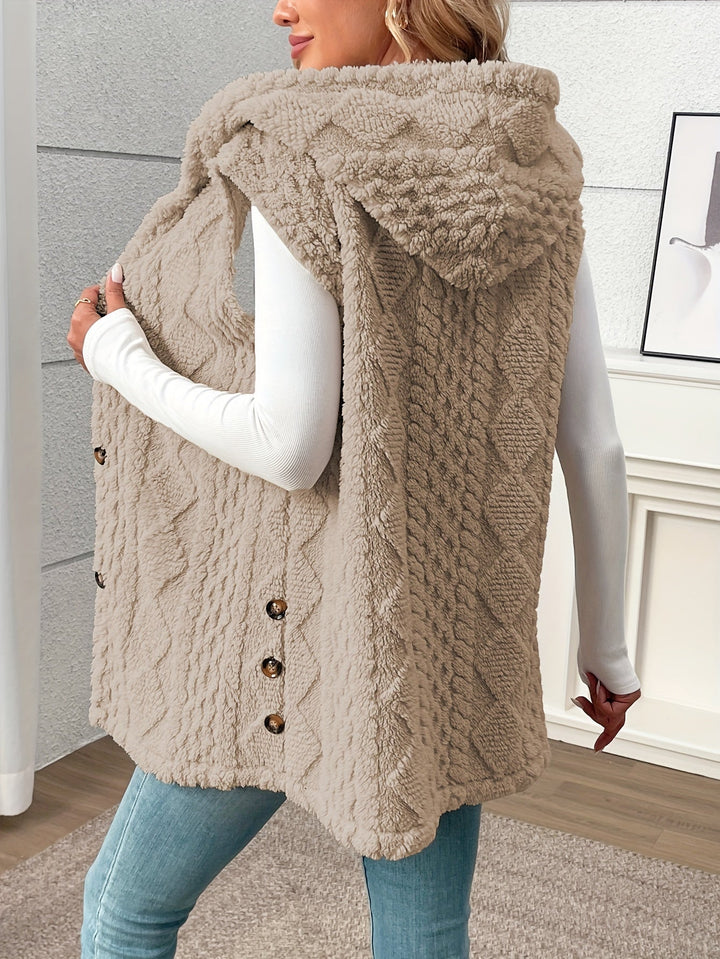 Gilet douillet sans manches à capuche pour femme