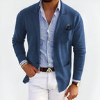 Lightweight Breathable Summer Knit Blazer for Warm Weather Blue