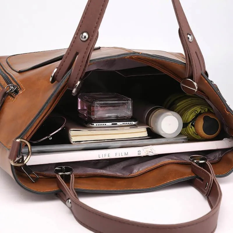 Elegant Leather Shoulder Bag Durable Everyday Companion-MODAUTLET