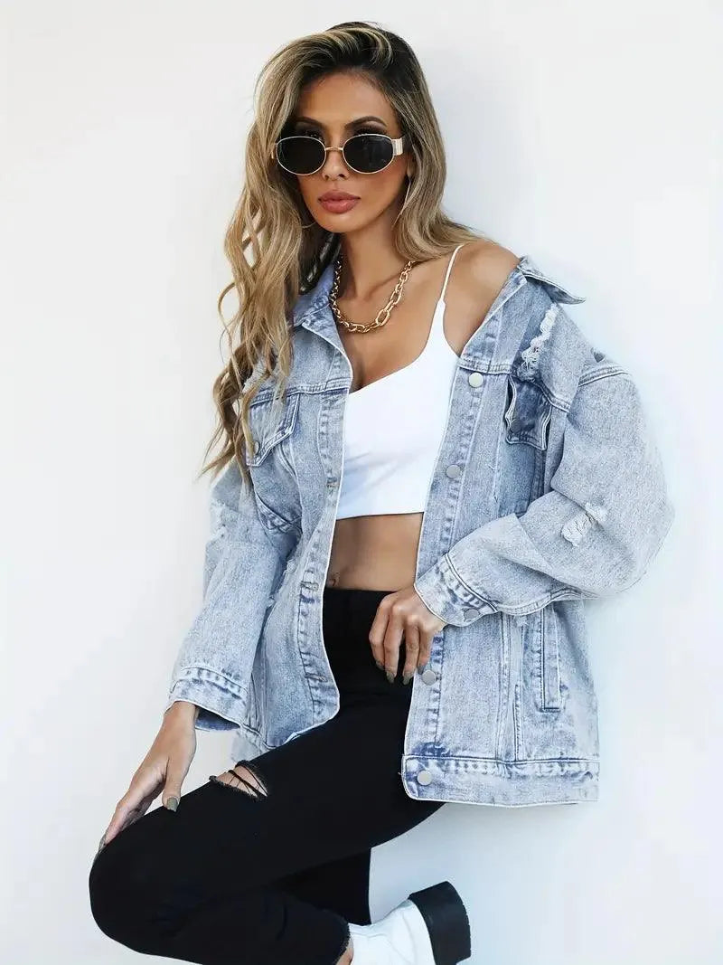 Oversized Denim Jacket Women – Olivia Trendy Jacket