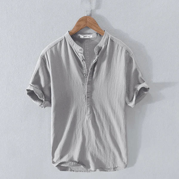 Mens Casual Short Sleeve Henley Shirt For Everyday Wear-MODAUTLET