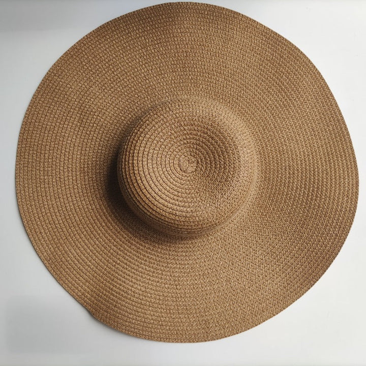 Damen Sonnenfester Strand-Dom Strohhut mit 14CM großem Rand