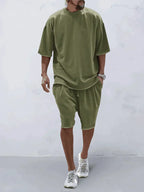 Casual Mens Set Sleek Comfort For Everyday Wear Essentials Army green