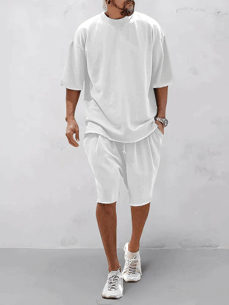 Casual Mens Set Sleek Comfort For Everyday Wear Essentials White
