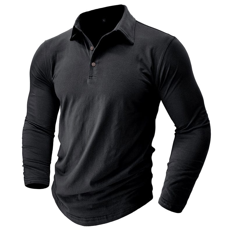 Men's Muscle Fit Long Sleeve Polo Shirt-MODAUTLET