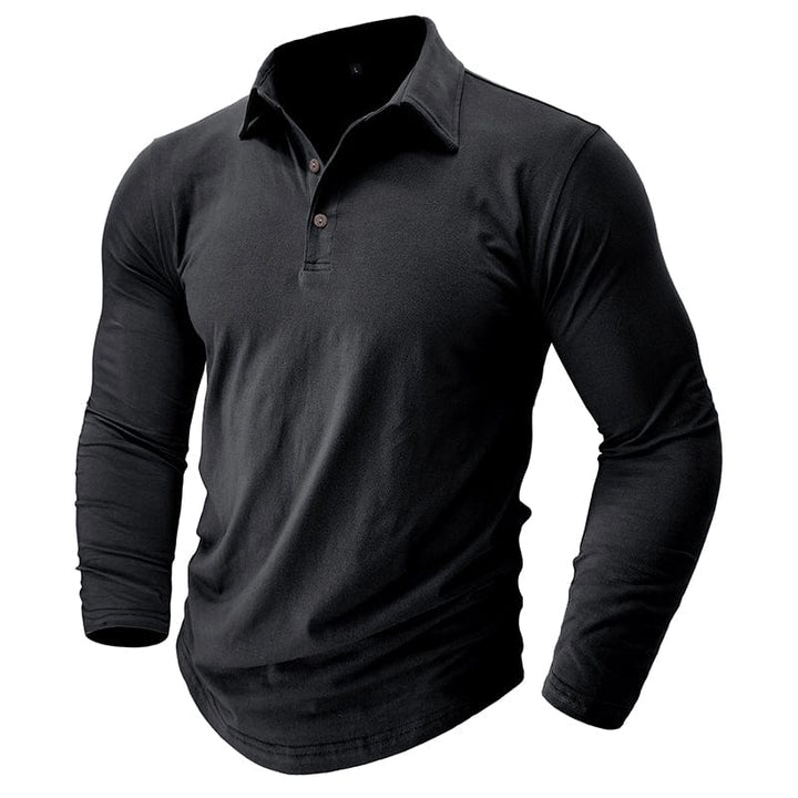 Men's Muscle Fit Long Sleeve Polo Shirt-MODAUTLET