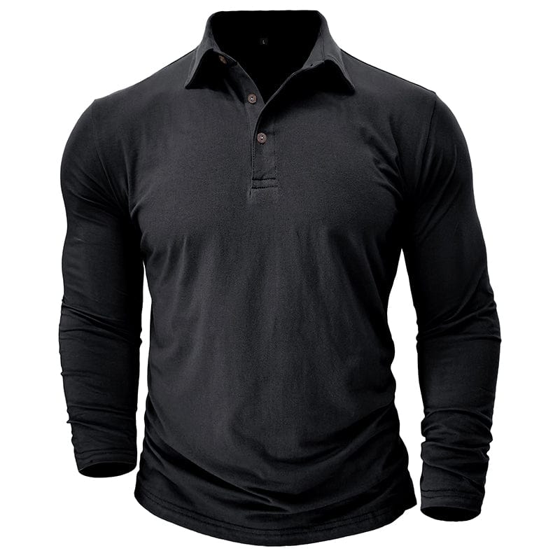 Men's Muscle Fit Long Sleeve Polo Shirt-MODAUTLET