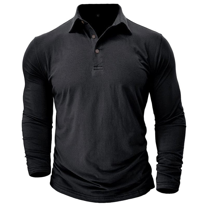 Men's Muscle Fit Long Sleeve Polo Shirt-MODAUTLET