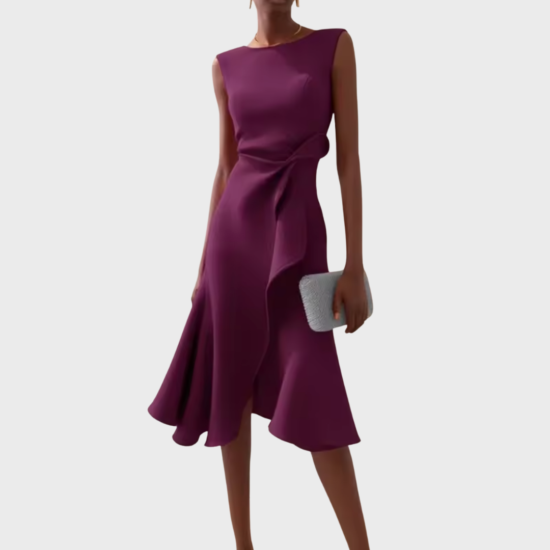Drapiertes asymmetrisches Midikleid für Damen