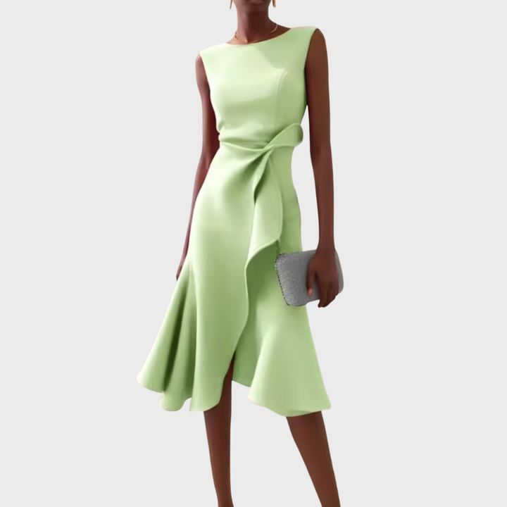 Drapiertes asymmetrisches Midikleid für Damen