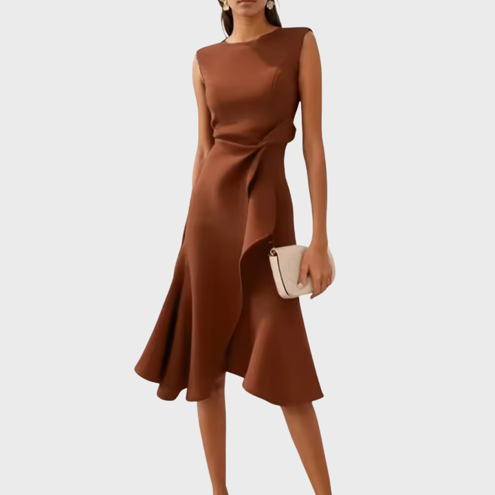 Drapiertes asymmetrisches Midikleid für Damen