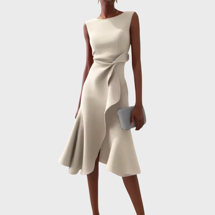 Drapiertes asymmetrisches Midikleid für Damen