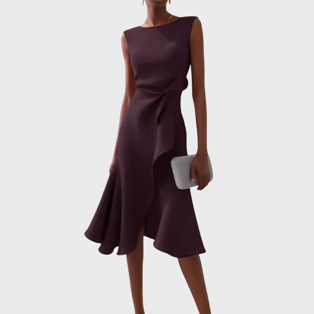 Drapiertes asymmetrisches Midikleid für Damen