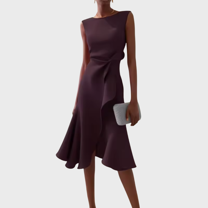 Drapiertes asymmetrisches Midikleid für Damen