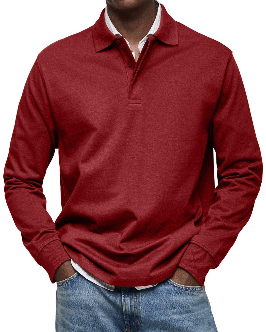 Men's Classic Long Sleeve Polo Shirt-MODAUTLET