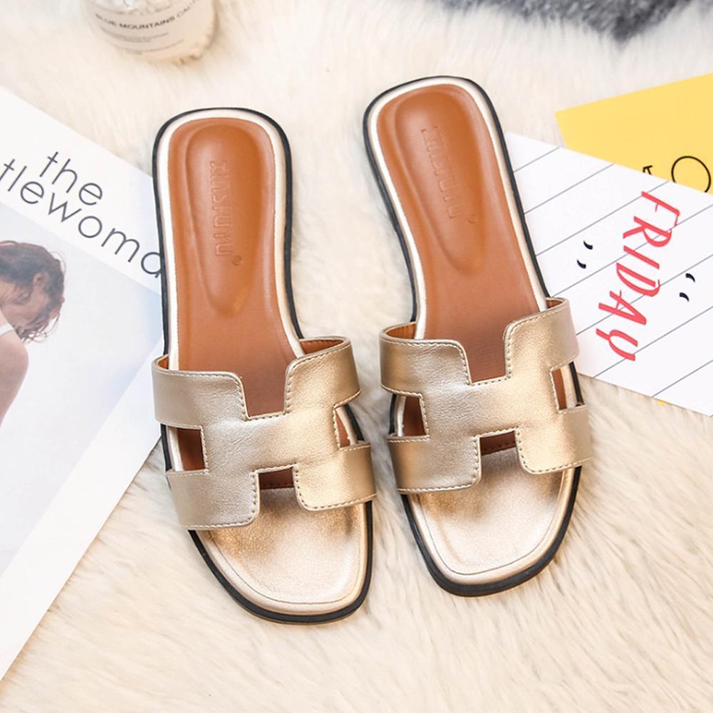 Comfort 'H' Design Sandals With Modern Design For Everyday Gold