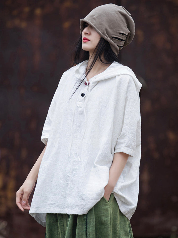 Damen Oversize Hoodie aus Baumwolle und Leinen für den Alltag