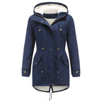 Insulated Fleece-Lined Winter Parka Jacket Navy blue